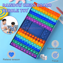 Colorful Chess Board Fidget Toy Large Size Sensory Bubble Popping With Dice Game - £12.50 GBP