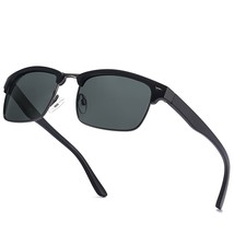 Polarized Sunglasses Men Half Frame Sunglasses Square Semi-Rimless Driving Sungl - £25.36 GBP