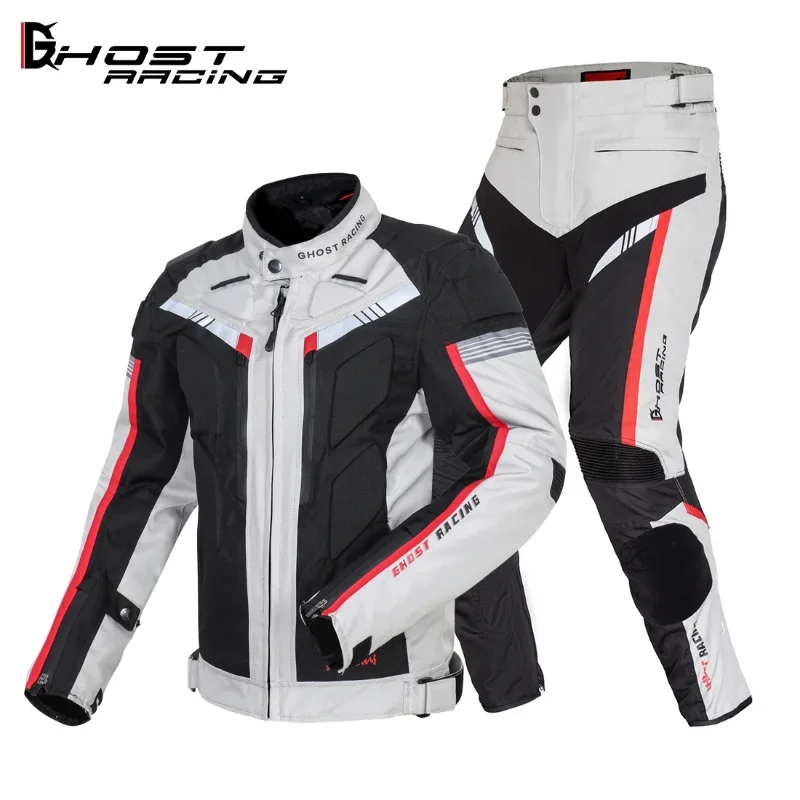 Jacket summer moto jacket pants set reflective motorbike motocross suit protective gear thumb200