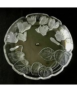 Crystal Clear Studios Vintage Etched Glass Floral Serving Platter Dish 14&quot; - £47.00 GBP