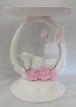 Bath &amp; Body Works Large Candle Holder 3-Wick White Glitter Bunny Ring Pedestal - £69.64 GBP