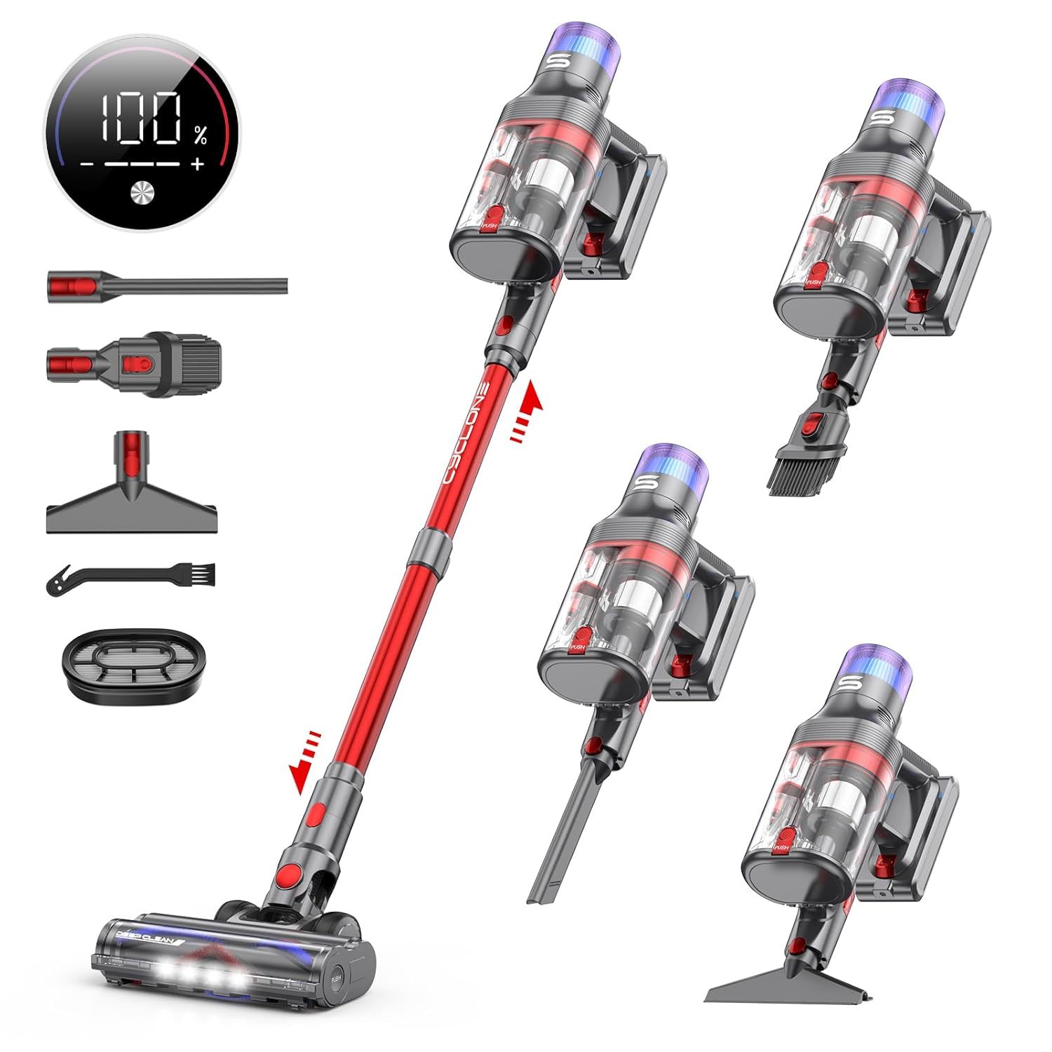 Cordless Vacuum Cleaner V15 Pro Max, 600W 45Kpa 70 Mins Self-Standing Stick Vacu