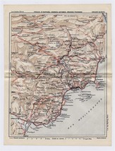 1926 Original Vintage Map Of Vicinity Of Cannes Grasse / Cote D&#39;azur France - £16.99 GBP