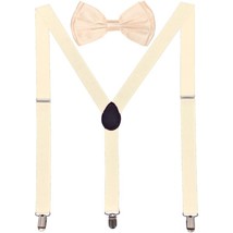 Men AB Elastic Band Macaroon Cream Suspender With Matching Polyester Bowtie - $4.94