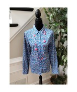 Women&#39;s Colorful Floral Button-Down Shirt with Pink  Casual Blouse - $35.32 CAD