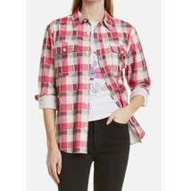 Re/Done Womens Flannel Button Down Shirt Long Sleeve Pockets Plaid Red S - £96.57 GBP
