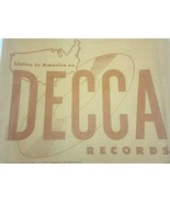 Vtg DECCA RECORDS Printed Paper Bag 78 RPM Shopping Bag  - $30.64