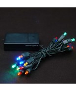 Battery Operated 20 LED Lights Multi Colored Green Wire - £11.01 GBP