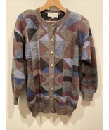 Vintage Peruvian Connection Sweater Alpaca Handmade Medium Cardigan Geom... - $146.63