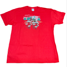 Delta Pro Weight Red Cardinal Birds Daisy Floral Graphic T Shirt Large New - $14.99