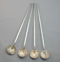 4 Antique Sterling Iced Tea Spoons Straw Sipper Mint Julep Ornate Fluted... - $150.00