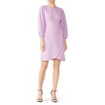 Shoshanna Lavender Puff Sleeve Dress 3/4 Sleeve Faux Wrap Purple 4 - $57.87