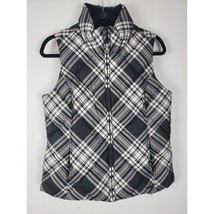 Eddie Bauer Premium Goose Down Vest Small Womens Black White Full Zipper... - $48.40