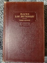 BLACK’s LAW DICTIONARY Third Edition HB 1933 West Publishing Co - $185.13