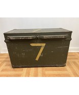 Vintage Military FIELD DESK Wood Case portable chest green box FRENCH OF... - $274.00 CAD
