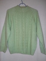 Size PM Karen Scott Petites Green Sweater mock turtleneck pearly buttons... - $356.93 MXN