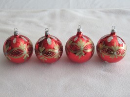 Lot 4x Vintage Mercury Glass Christmas Ornaments Ball Stencil Glitter Mica 3&quot; di - £14.07 GBP