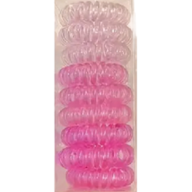 9pc Gradiant Pink Spiral Hair Elastic Ties Telephone Line Shaped Non Slip New - £7.19 GBP