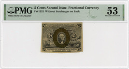 FR. 1232 Fractional Currency 5c PMG AU53 (2nd Issue, Corner Missing) - £95.41 GBP