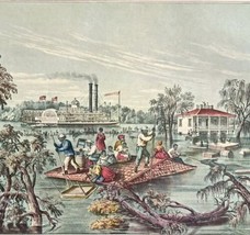 High Water Flooding On The Mississippi Lithograph 1952 Currier Ives LGADCuIv - $49.99