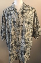 TOMMY BAHAMA Plaid with Green Palm Fronds Silk Camp Shirt Short Sleeved ... - £16.96 GBP