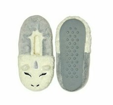 Fuzzy Babbas Women&#39;s Slipper Socks Gray White Unicorn Size 7-9.5 Sherpa Lined - £12.08 GBP