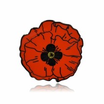 Red Poppy Flower Hard Enamel Lapel Pin - £7.96 GBP