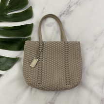Nine West Womens Vintage Y2k Mini Bag Purse Taupe Gray Woven Tote Clutch - $26.72