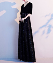 Black Velvet Maxi Dress Gowns Women Custom Plus Size Cocktail Dress image 14