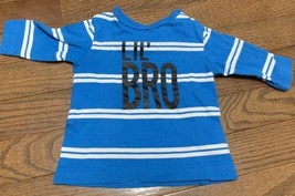 Okie Dokie Lil’ Bro Long Sleeve Shirt Size Newborn BLUE And White - £6.03 GBP
