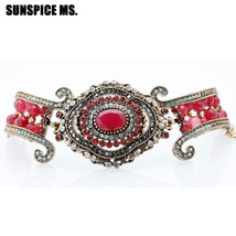Sunspicems Retro Vintage Bead Charm Bracelet For Women Natural Stone Crystal Boh - £11.26 GBP