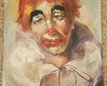 1975 Clown Emmett Kelley Clown Portrait Oil On Board Sylvia Wayne Martin - $67.27