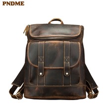 simple vintage genuine leather men's backpack simple large capacity crazy horse  - £189.68 GBP