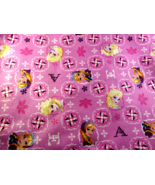 Disney Frozen Elsa &amp; Anna Patch Glitter Pink Cotton Fabric 44&quot; W X 1.5 y... - $18.99 CAD