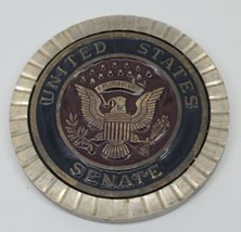 VTG United States Senate Brass Coin Style Heavy Coaster Enamel Color Fill Eagle - £15.21 GBP