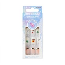 KISS imPRESS Holiday Press on Nails, Design, Holiday Playlist, White, Short - $9.79