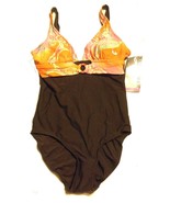 YBL Your Best Look Brown with Floral Tank One Piece Swimsuit Size 10 NWT... - £53.94 GBP