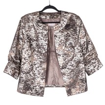 TanJay Petites Blazer Jacket 14P Womens Brown Silver Metallic Snakeskin-... - $23.62