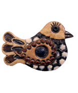 Clay BIRD BROOCH / Pin Painted Ceramic MK artist signed BEAUTIFUL ARTISA... - $469.46 MXN