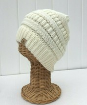 Beanie Hat New Soft Stretch Knit Thick Baggy Cap Unisex Solid Color Cream # L - £6.48 GBP