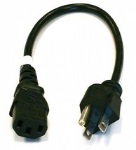 1 ft=12&quot; Power Cord 3 Prong Ac Plug To Iec C13 For Pc Monitor Amp Monoprice 5277 - £11.61 GBP