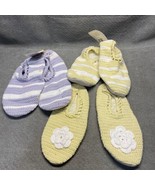 NEW Lot of 3 White Stag Crocheted Non-Slip Socks Purple Yellow Floral JD KG - $14.85