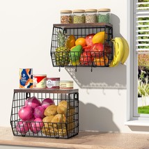 2 Tier Fruit Bowl Fruit Basket For Kitchen Counter Stackable Wall Mounted Hangin - £54.61 GBP