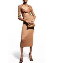 Amur Guadalupe Knit M Dress Ribbed Stretch Oversized Midi Cutout Long Sl... - £186.56 GBP