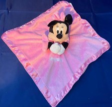 Disney Minnie Mouse Lovey Stuffed Plush Animal Toy Satin Security Blanket Pink - £14.44 GBP