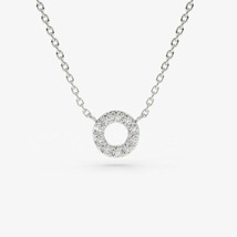 0.15Ct Real Moissanite 14k White Gold Plated Mini Open Circle Pendant Necklace - £51.35 GBP