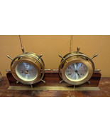 VTG Seth Thomas Helmsman - Brass Corsair Ship Clock 1004 &amp; Barometer 150... - $381.99