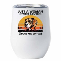 Just A Woman Who Loves Beagle Dogs And Coffee Tumbler 12oz Gift For Dog Mom - £17.87 GBP
