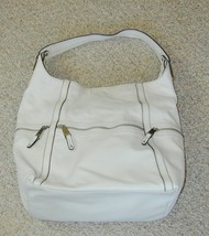 Ivory Tignanello Pebbled Leather Hobo Shoulder Purse Handbag Many Zipper... - £55.81 GBP