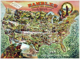 12932.Decor Poster.Wall art.Home vintage interior design.Rambles on the U.S map - $17.10+